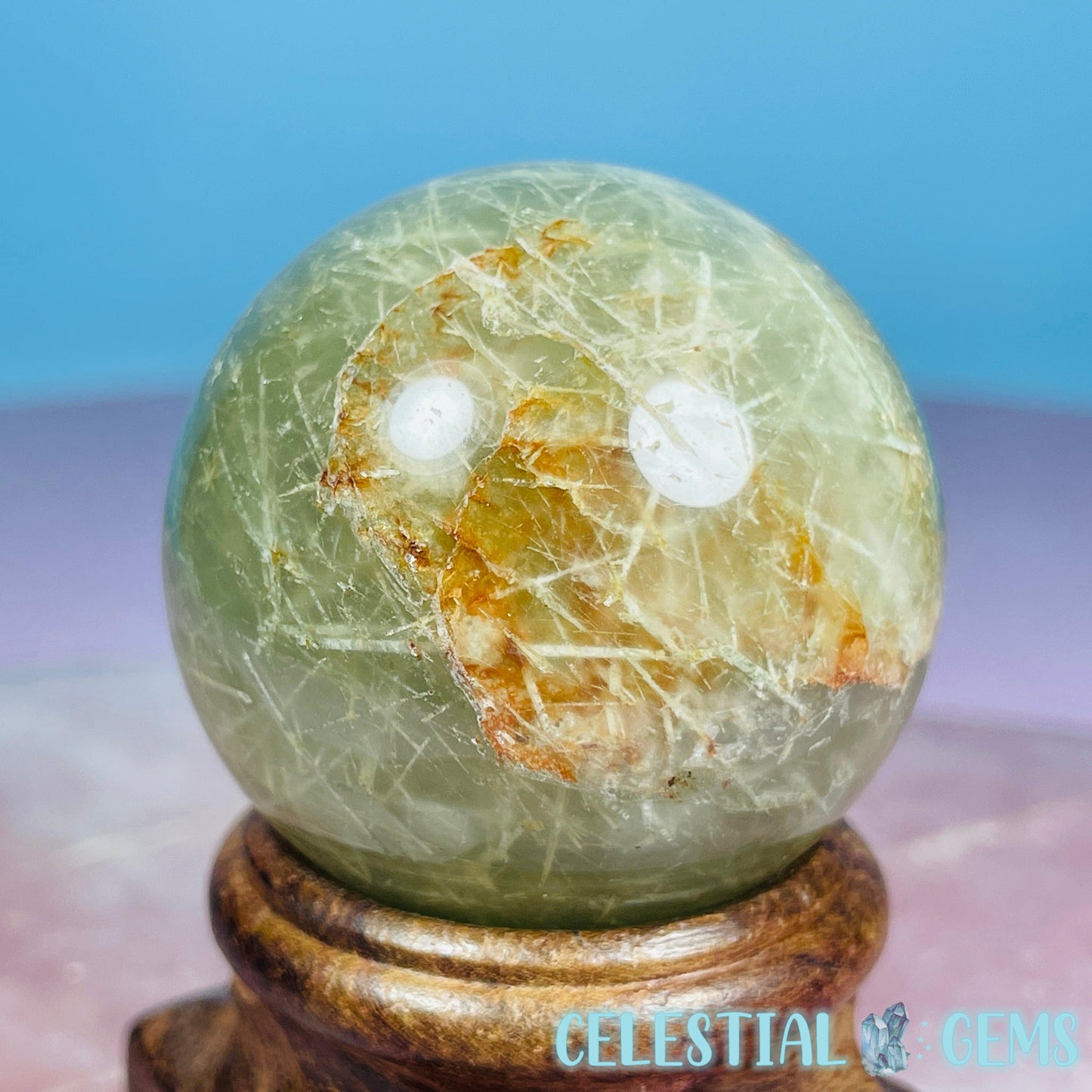 Actinolite (Green Rutile) Quartz Small Sphere