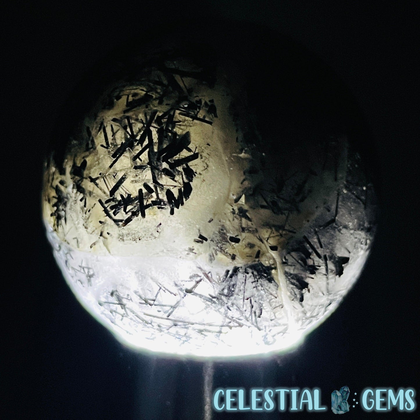 Black Needle Tourmaline in Quartz Small Sphere