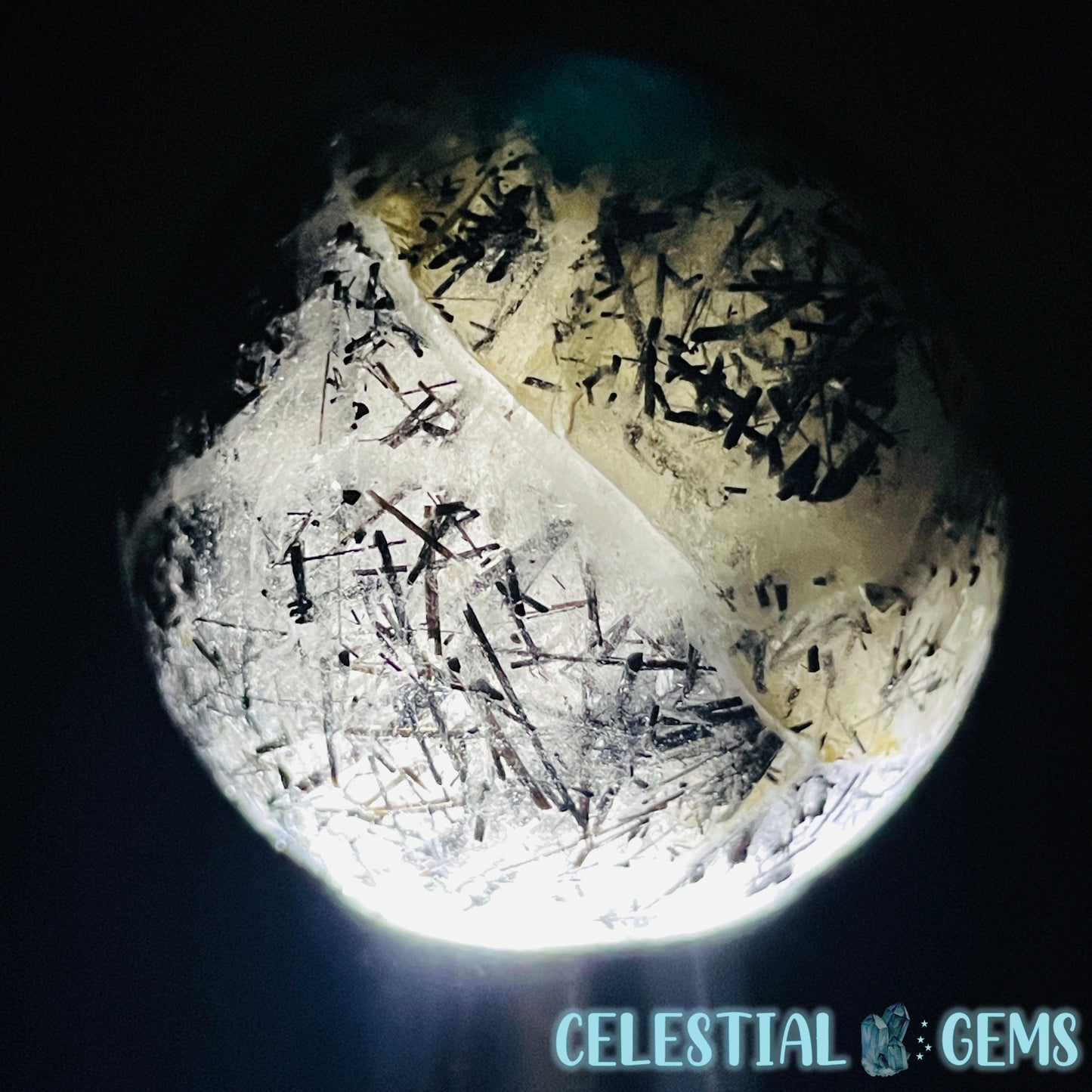 Black Needle Tourmaline in Quartz Small Sphere