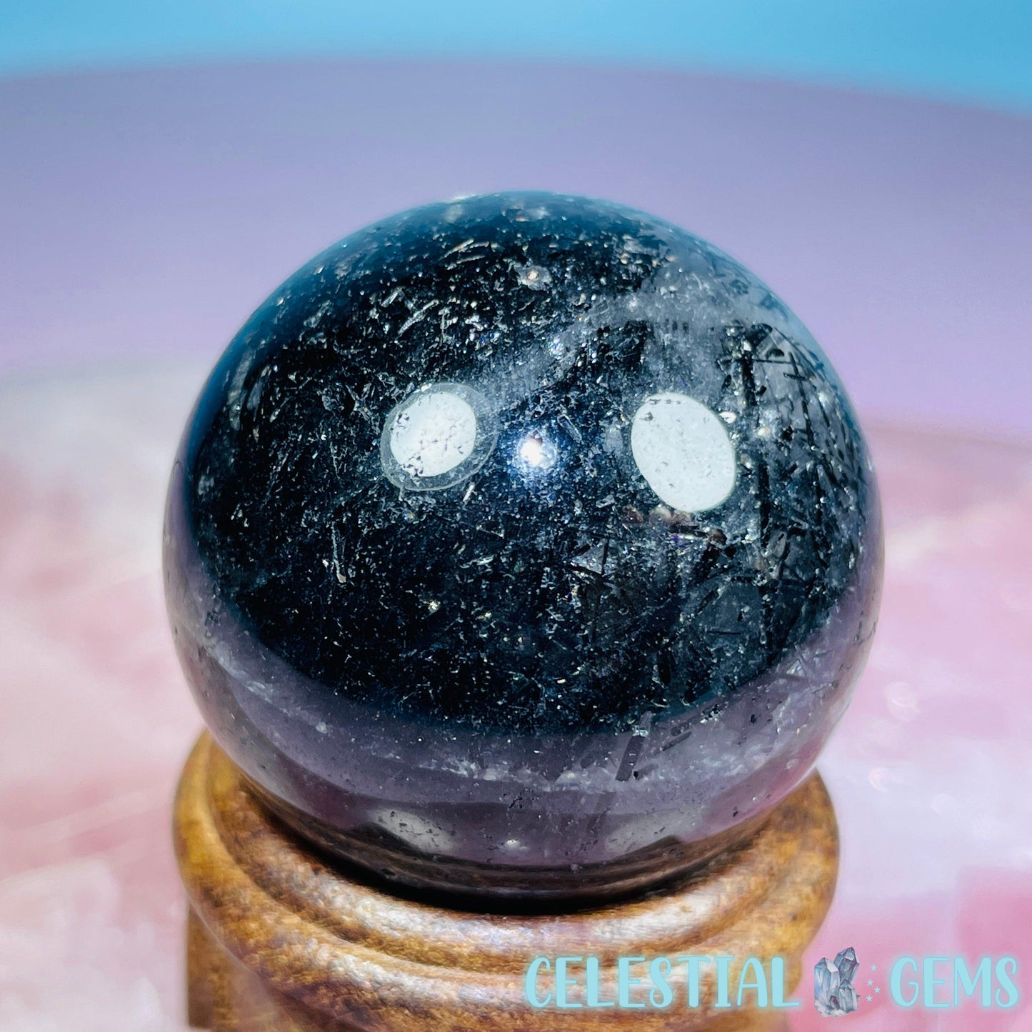 Black Needle Tourmaline in Quartz Small Sphere