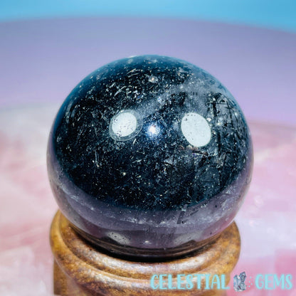 Black Needle Tourmaline in Quartz Small Sphere