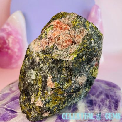 Rhodochrosite + Pyrite in Matrix Large Raw Specimen A