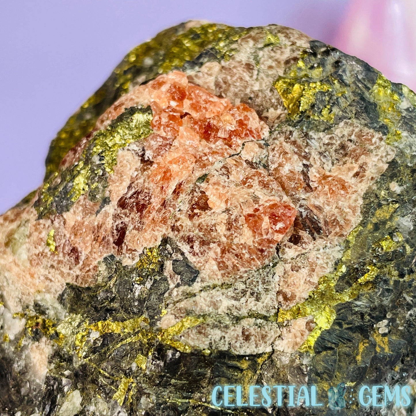 Rhodochrosite + Pyrite in Matrix Large Raw Specimen A