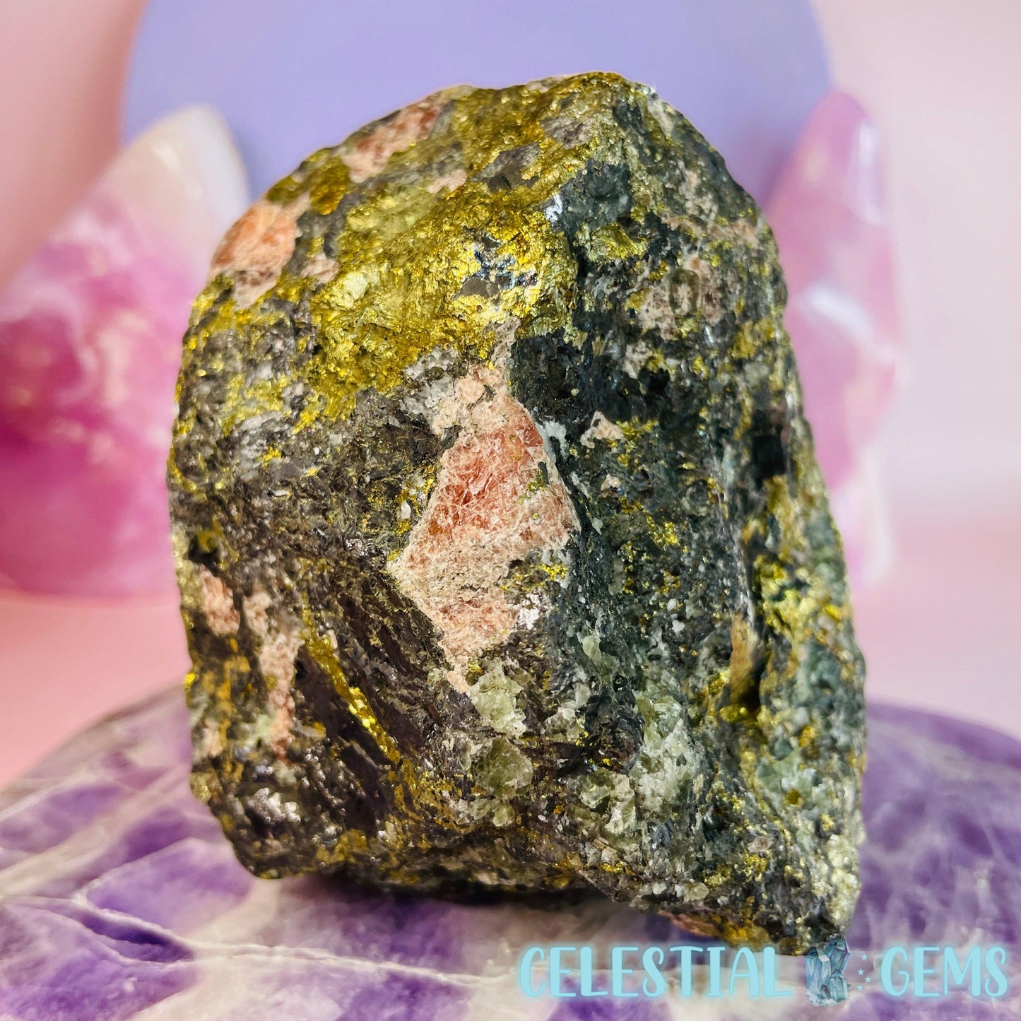 Rhodochrosite + Pyrite in Matrix Large Raw Specimen A