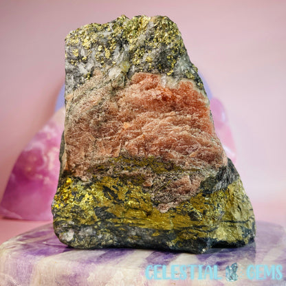 Rhodochrosite + Pyrite in Matrix Large Raw Specimen B