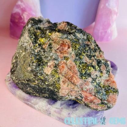 Rhodochrosite + Pyrite in Matrix Large Raw Specimen C