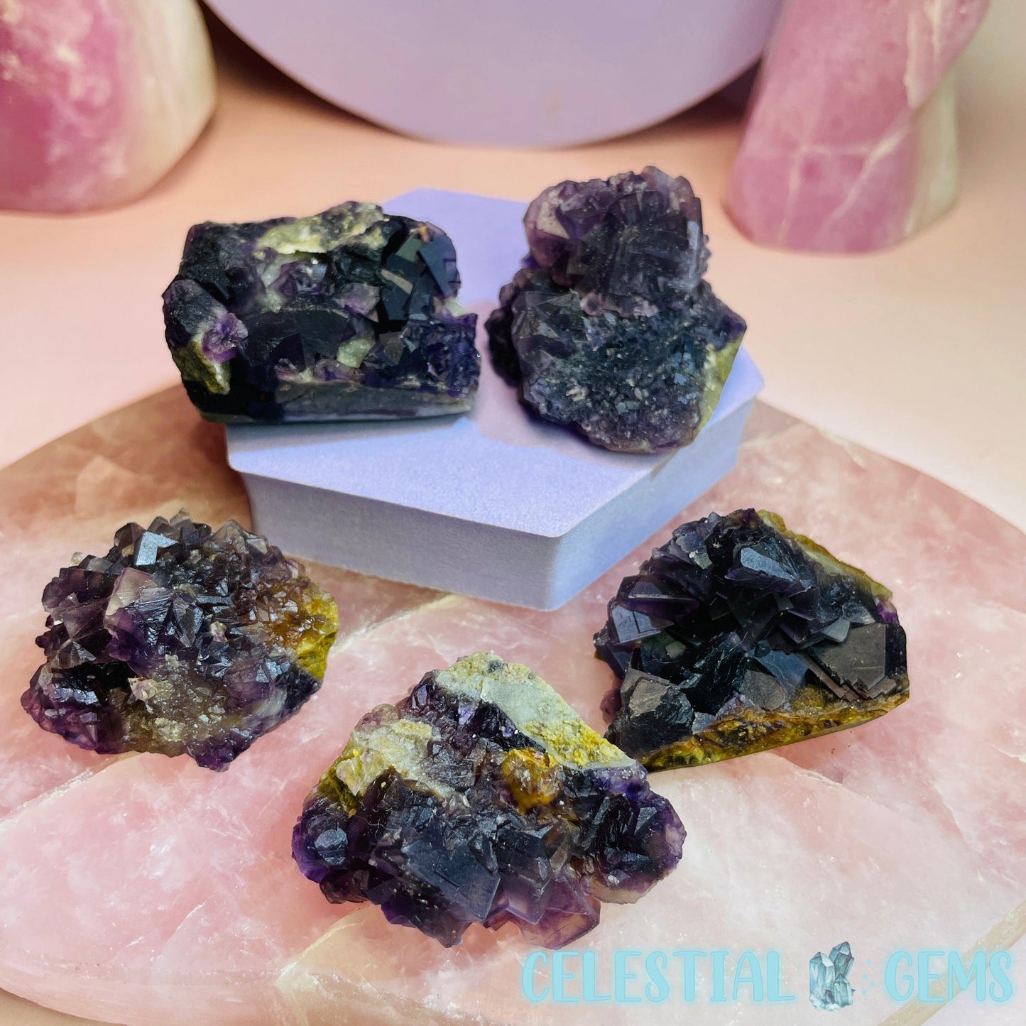 Purple Cubic Fluorite Small Cluster Specimen