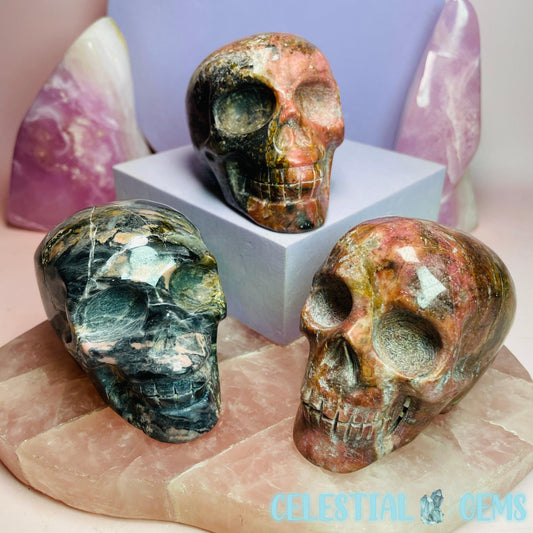 Rhodonite Skull Medium Carving