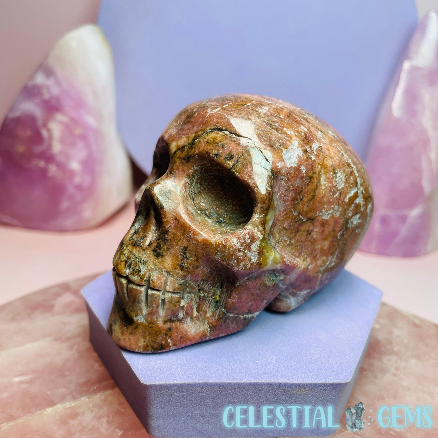 Rhodonite Skull Medium Carving