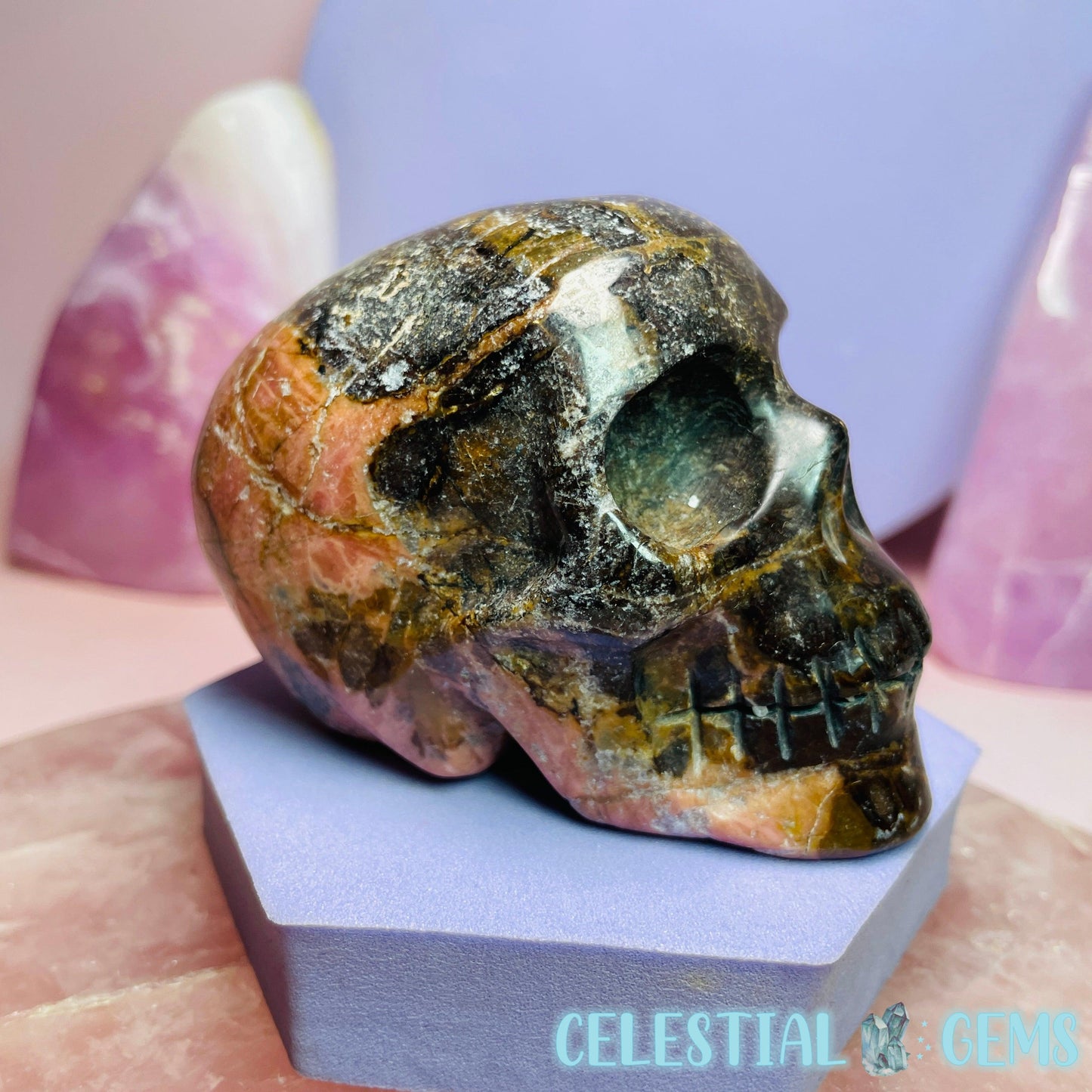 Rhodonite Skull Medium Carving