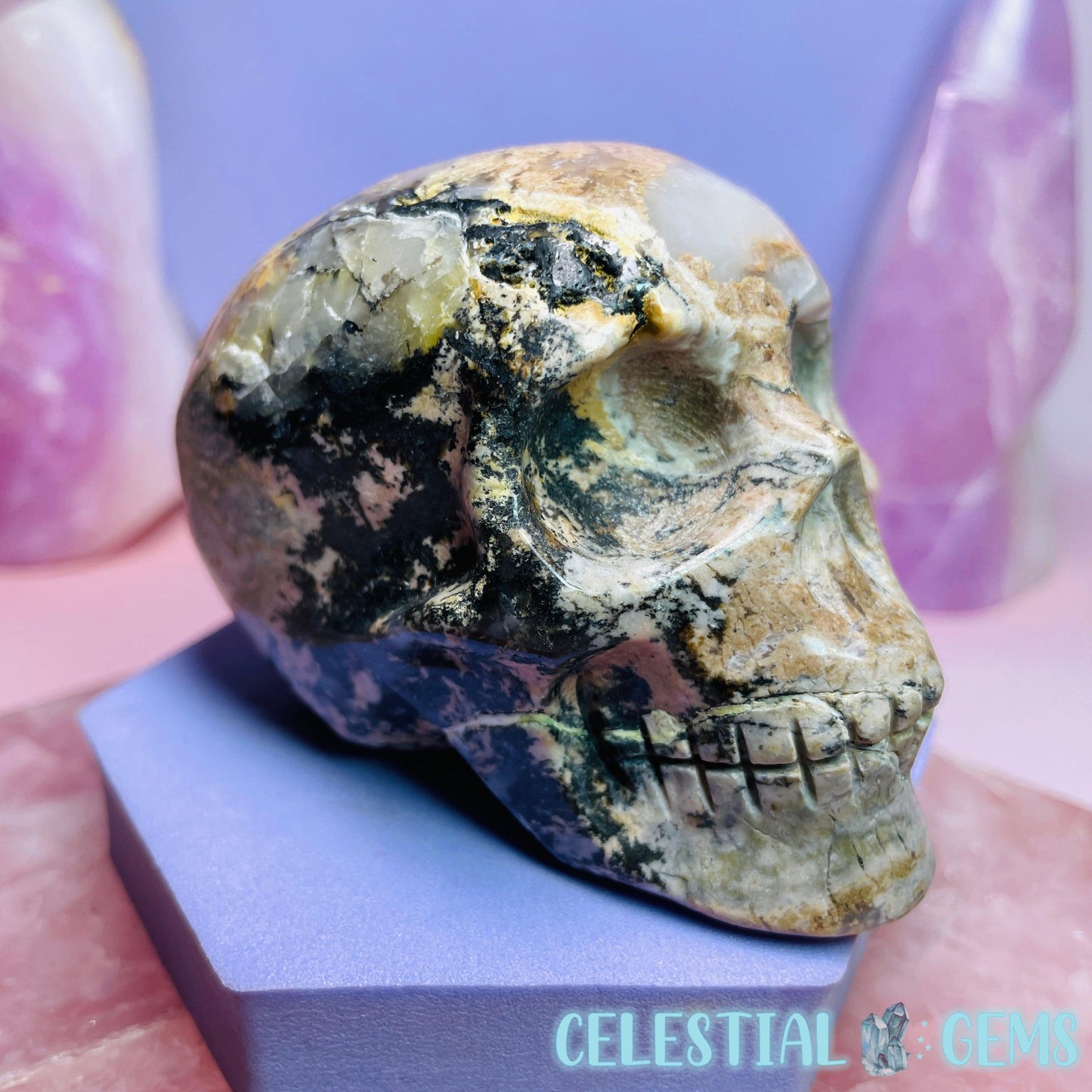 Rhodonite Skull Medium Carving