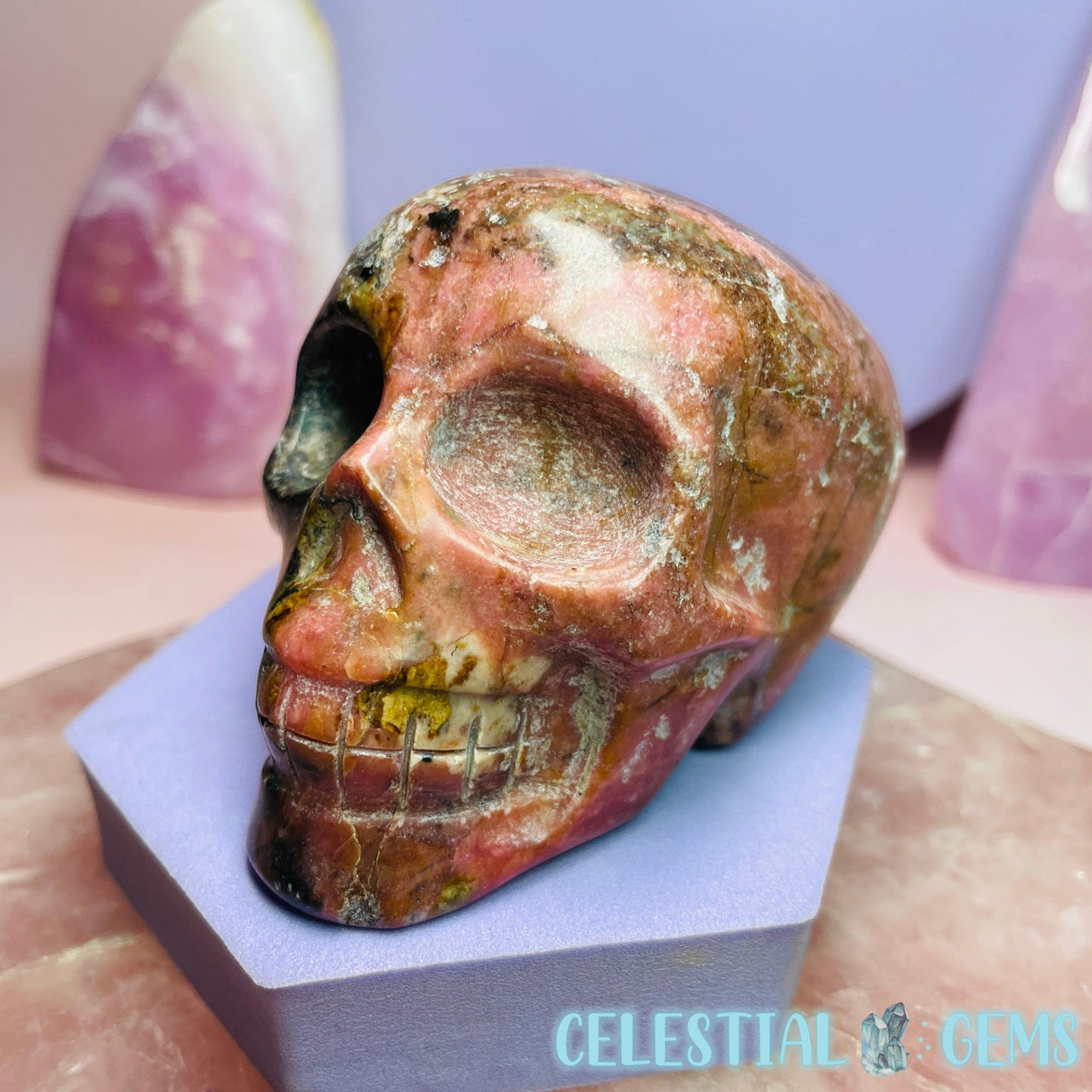 Rhodonite Skull Medium Carving