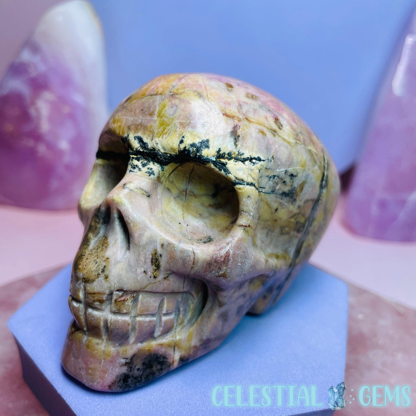 Rhodonite Skull Medium Carving