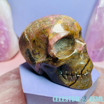 Rhodonite Skull Medium Carving