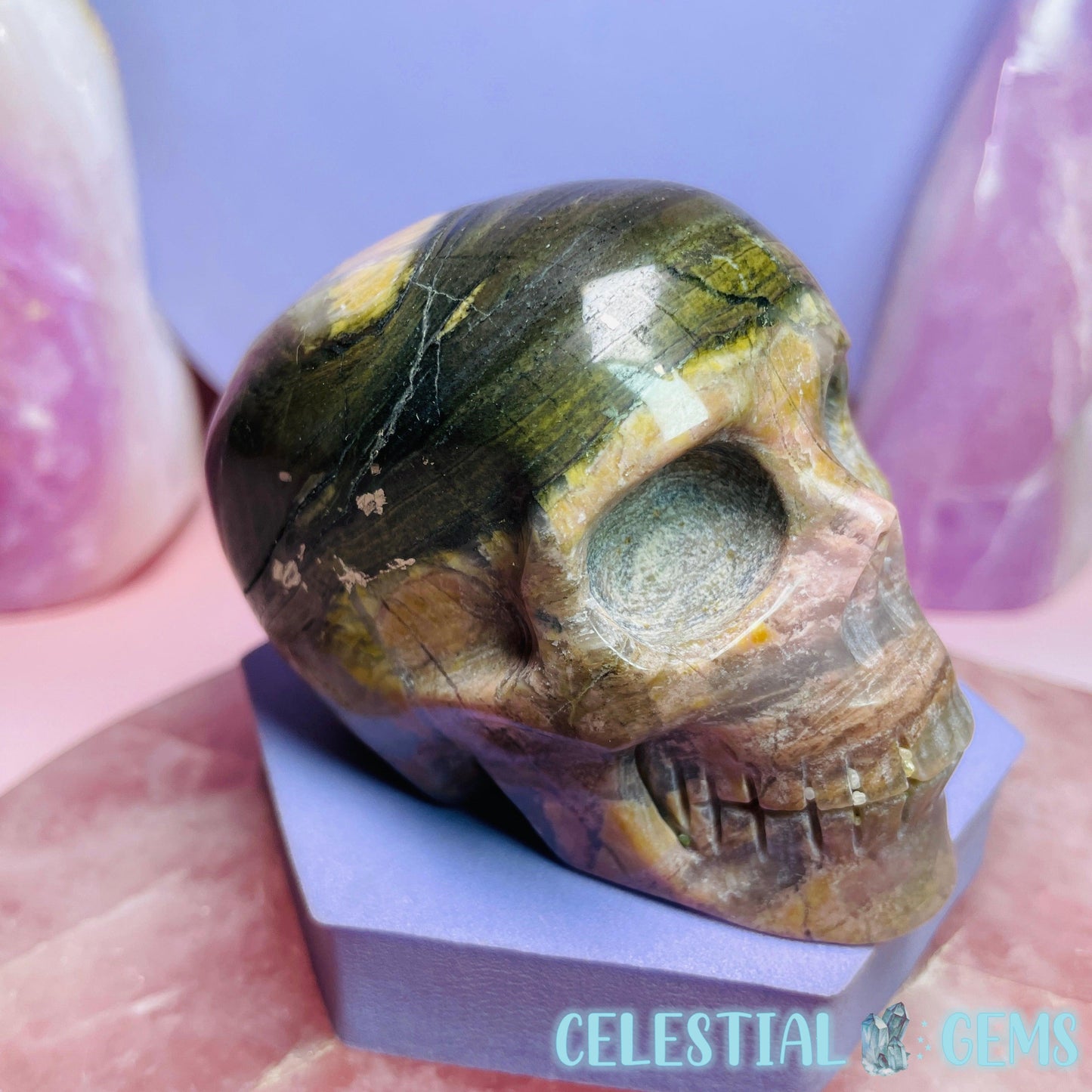 Rhodonite Skull Medium Carving