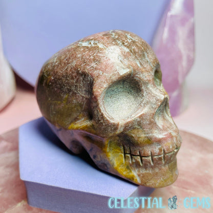 Rhodonite Skull Medium Carving