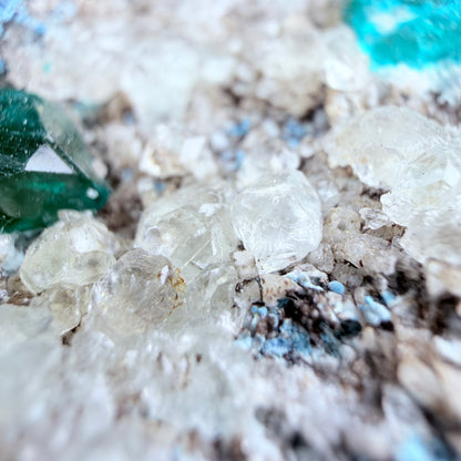 Rare Dioptase, Shattuckite + Calcite Cluster Specimen (Video)