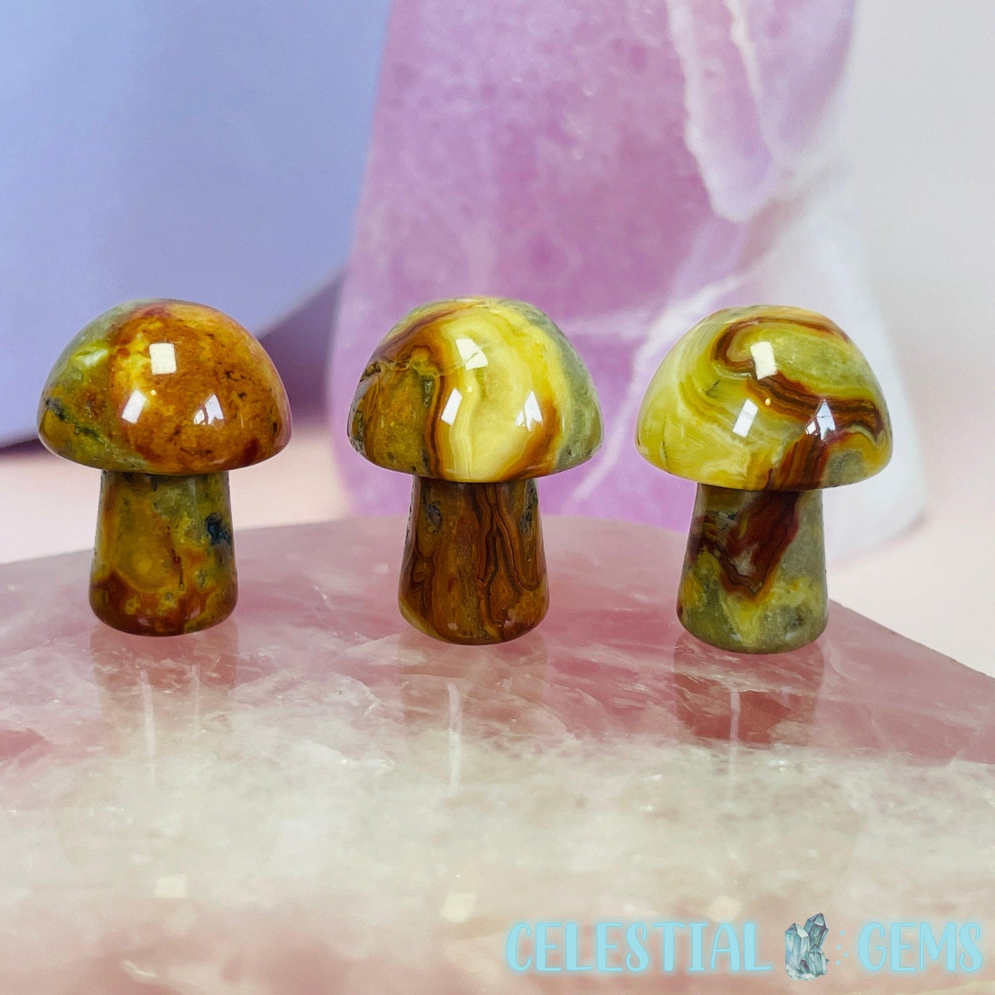 Hurorirori kau Reihi Agate Mushroom Mini Whakairo