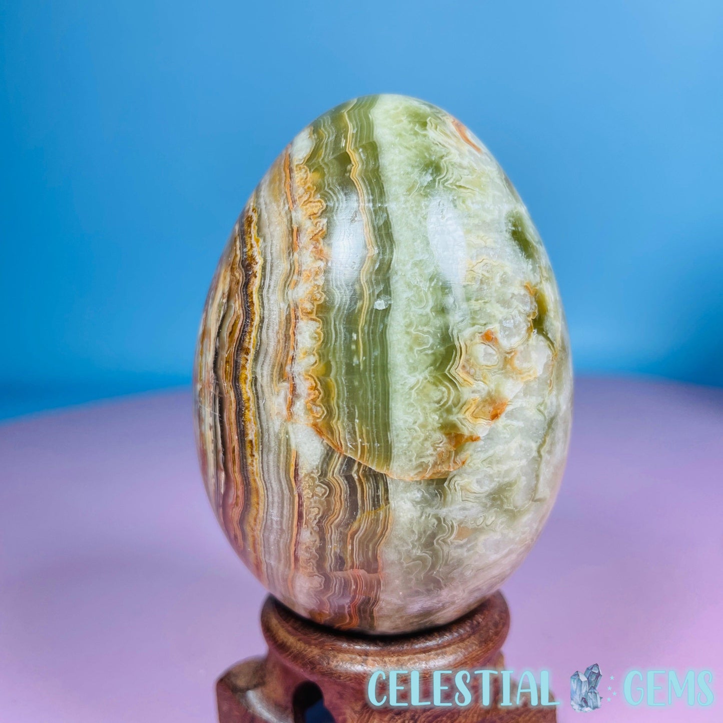 Banded Onyx Calcite Egg - Medium