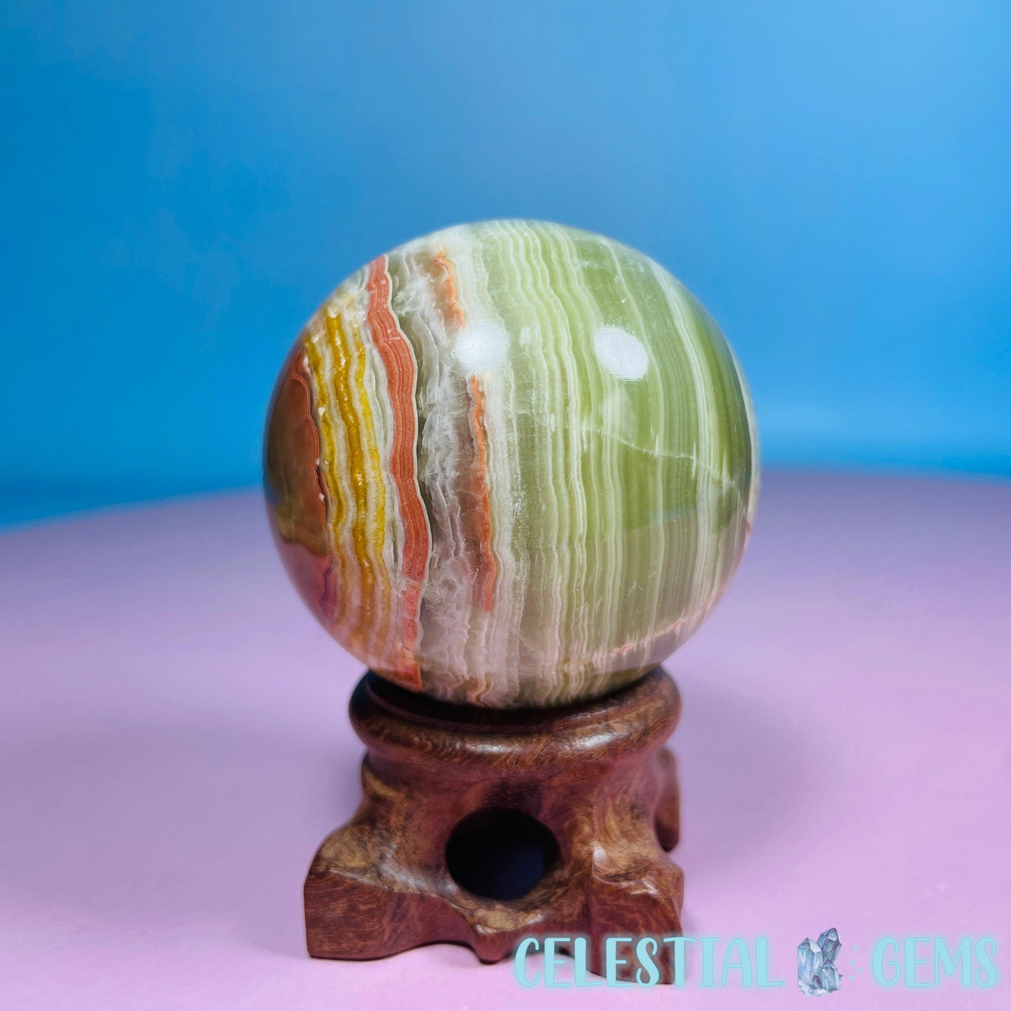 Banded Onyx Calcite Sphere - Medium