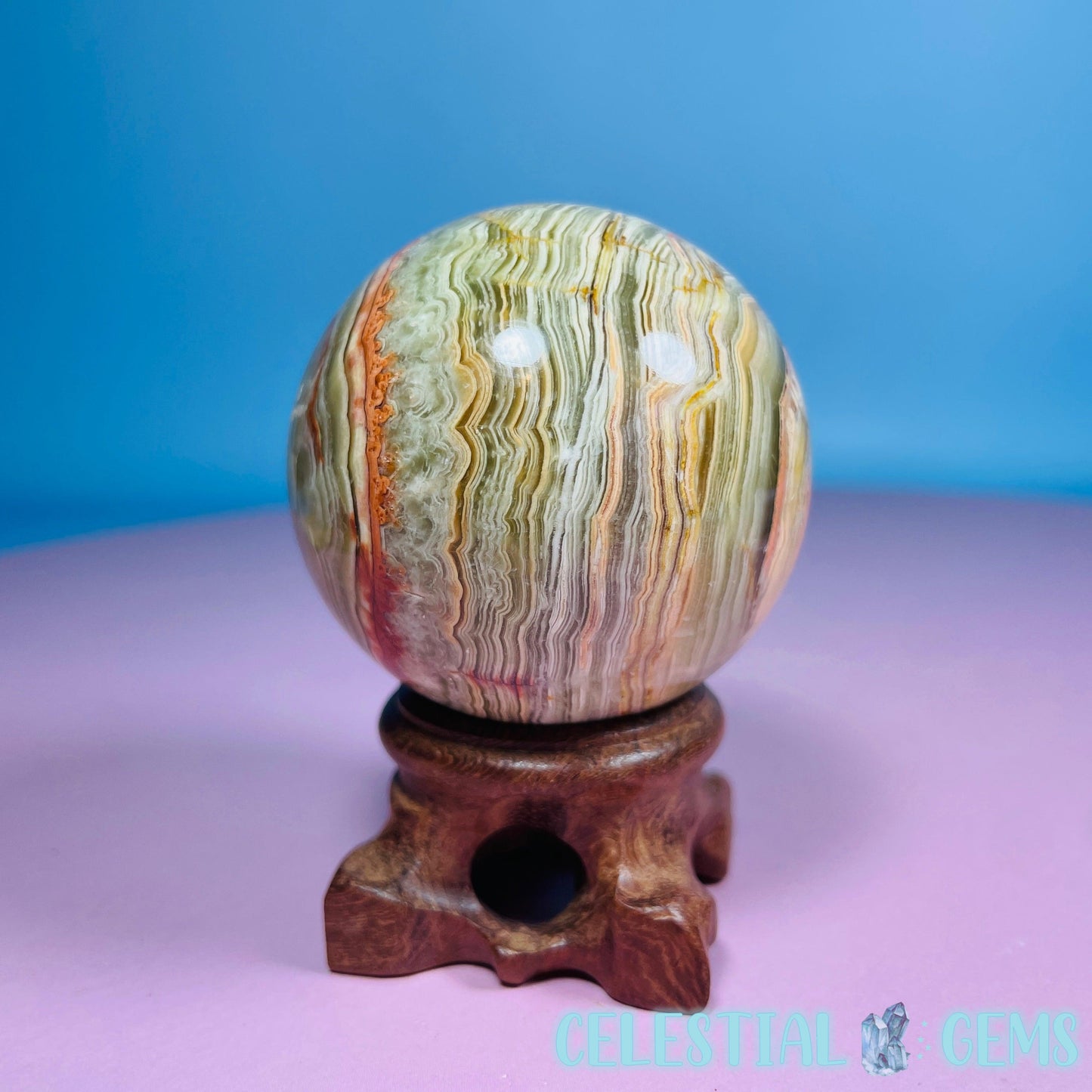 Banded Onyx Calcite Sphere - Medium