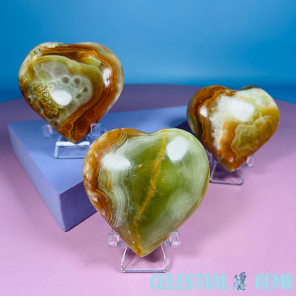 Banded Onyx Calcite Heart Carving - Medium