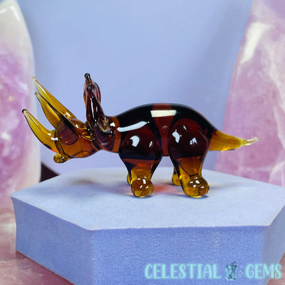 Blown Glass Triceratops Dinosaur Small Ornament