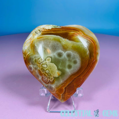 Banded Onyx Calcite Heart Carving - Medium