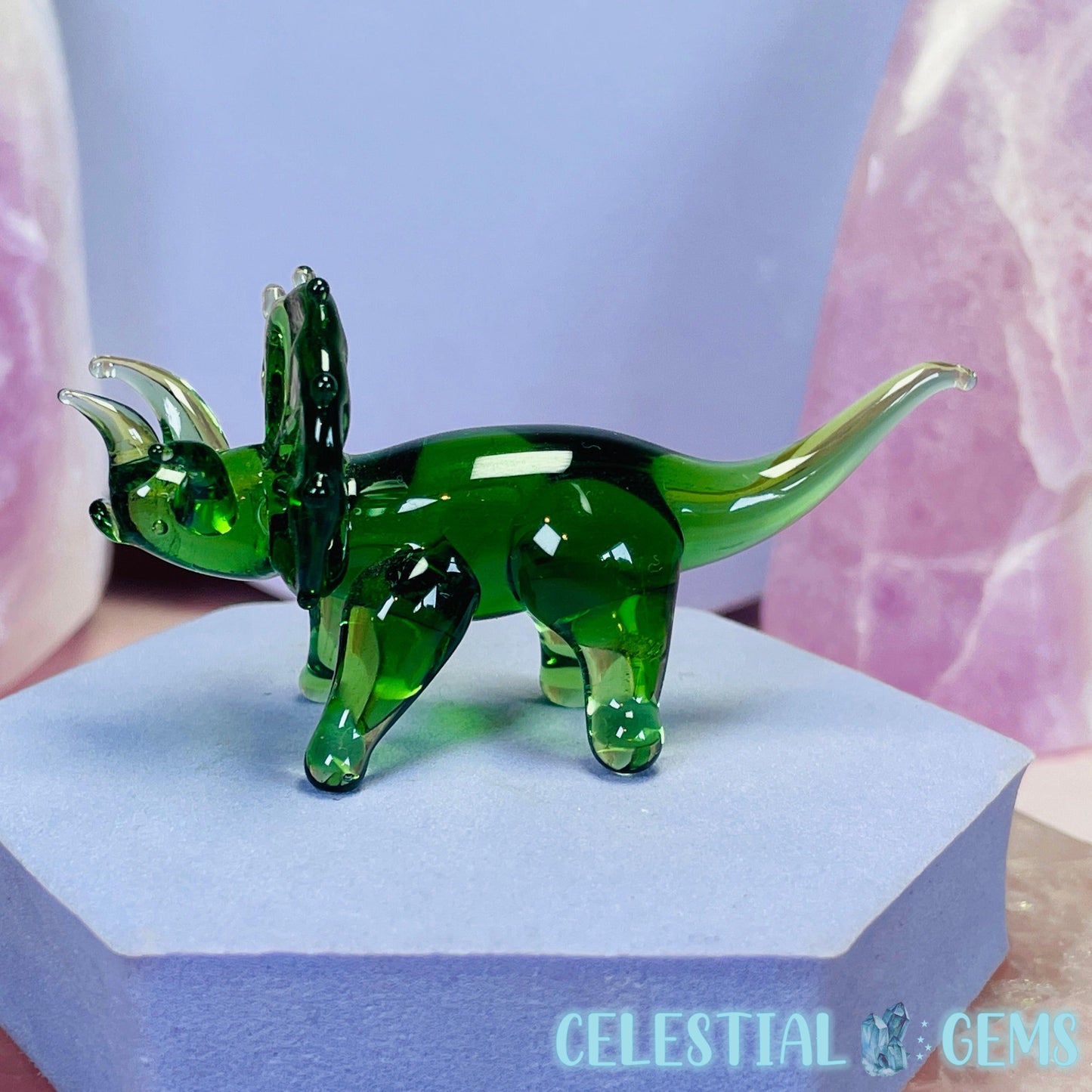 Blown Glass Triceratops Dinosaur Small Ornament