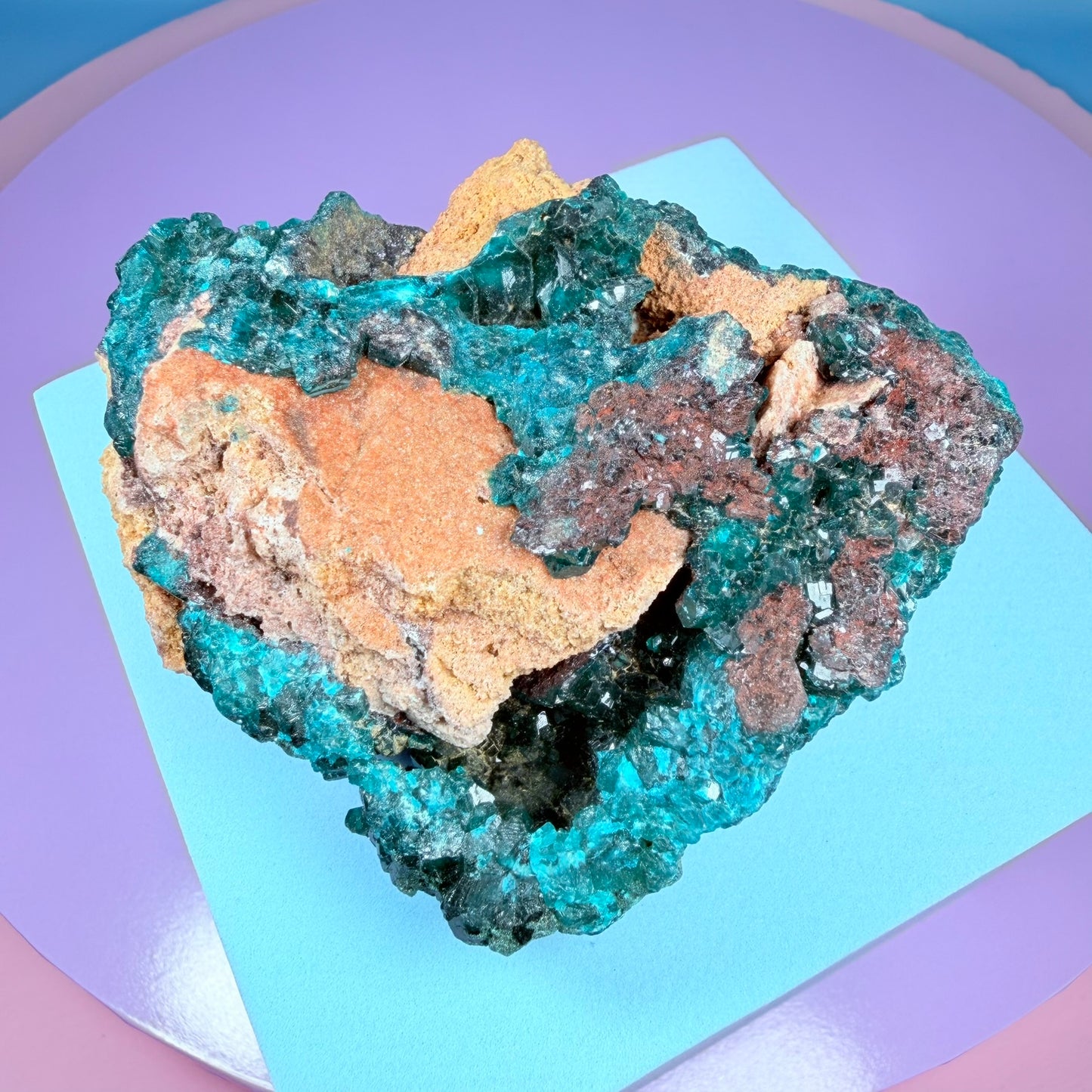 Rare Dioptase + Malachite Cluster Specimen (Video)