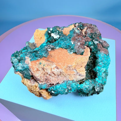 Rare Dioptase + Malachite Cluster Specimen (Video)