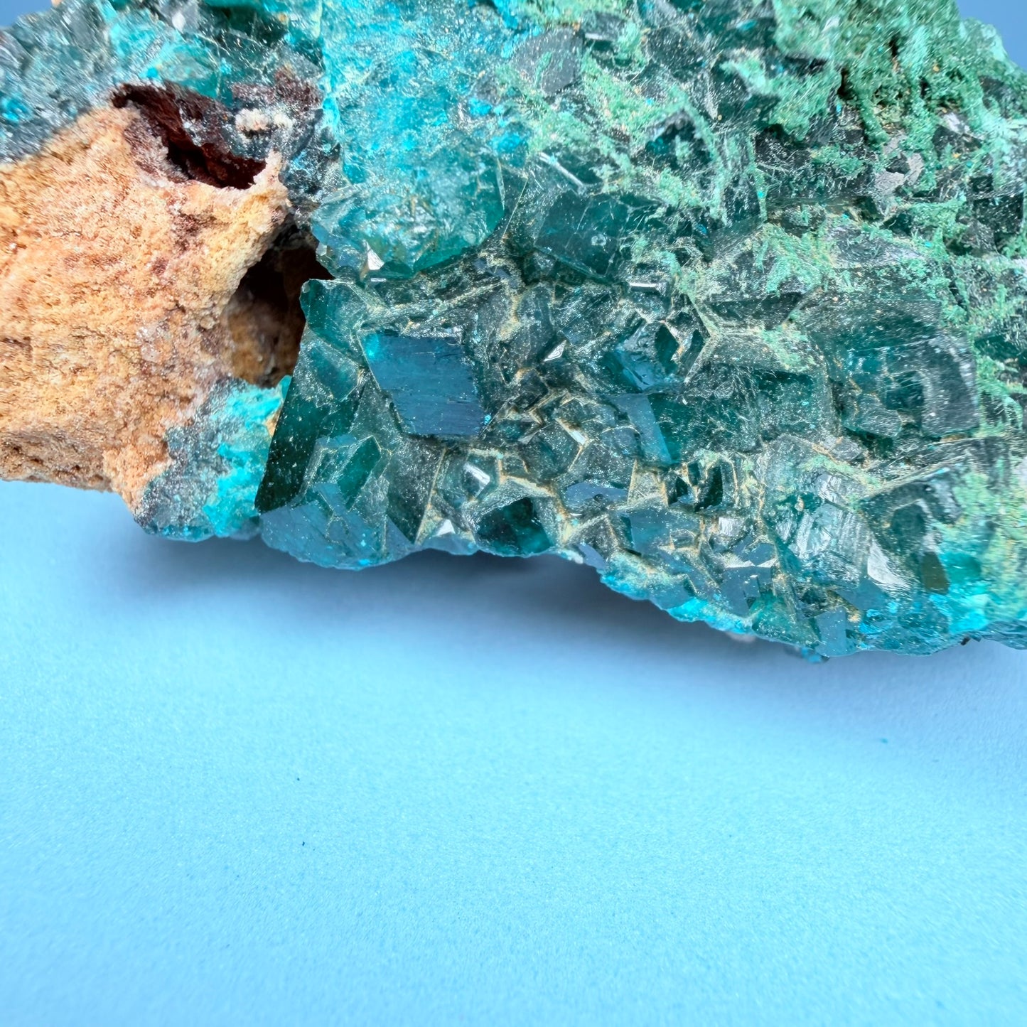 Rare Dioptase + Malachite Cluster Specimen (Video)