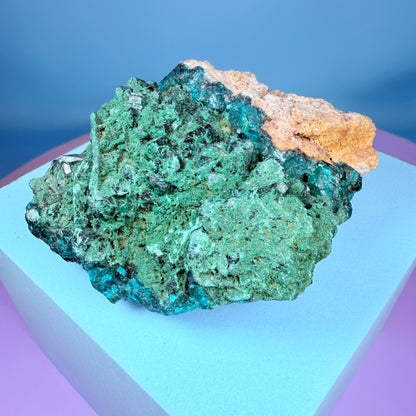 Rare Dioptase + Malachite Cluster Specimen (Video)