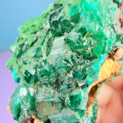 Rare Dioptase + Malachite Cluster Specimen (Video)