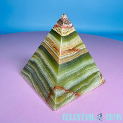 Banded Onyx Calcite Pyramid Carving - Small