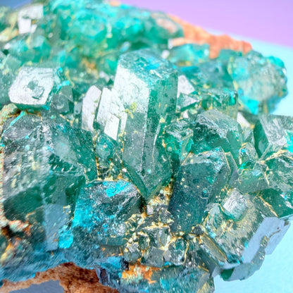 Rare Dioptase Cluster Specimen (Video)