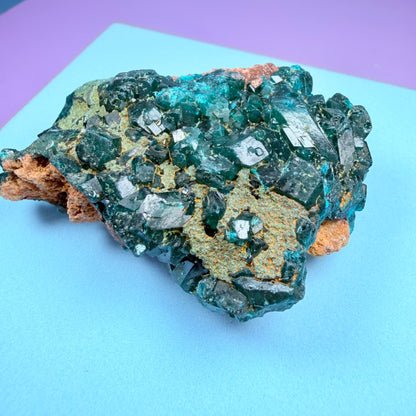 Rare Dioptase Cluster Specimen (Video)