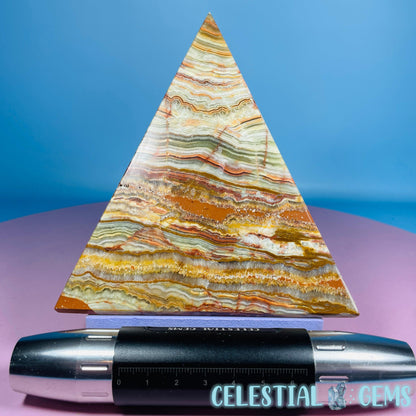 Banded Onyx Calcite Pyramid Carving - Large