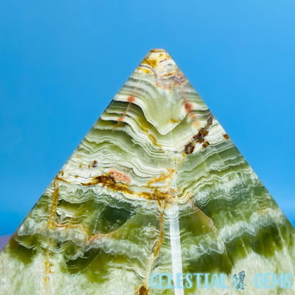 Banded Onyx Calcite Pyramid Carving - Large