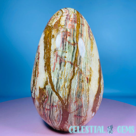 Banded Onyx Calcite Self-Standing Egg - XL Extra Large