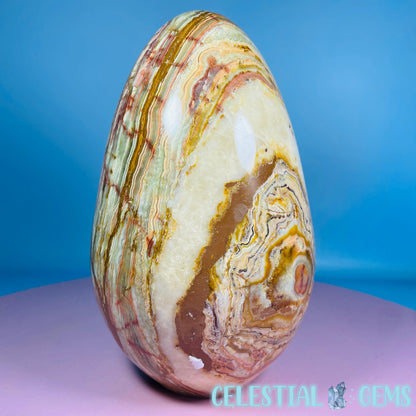 Banded Onyx Calcite Self-Standing Egg - XL Extra Large