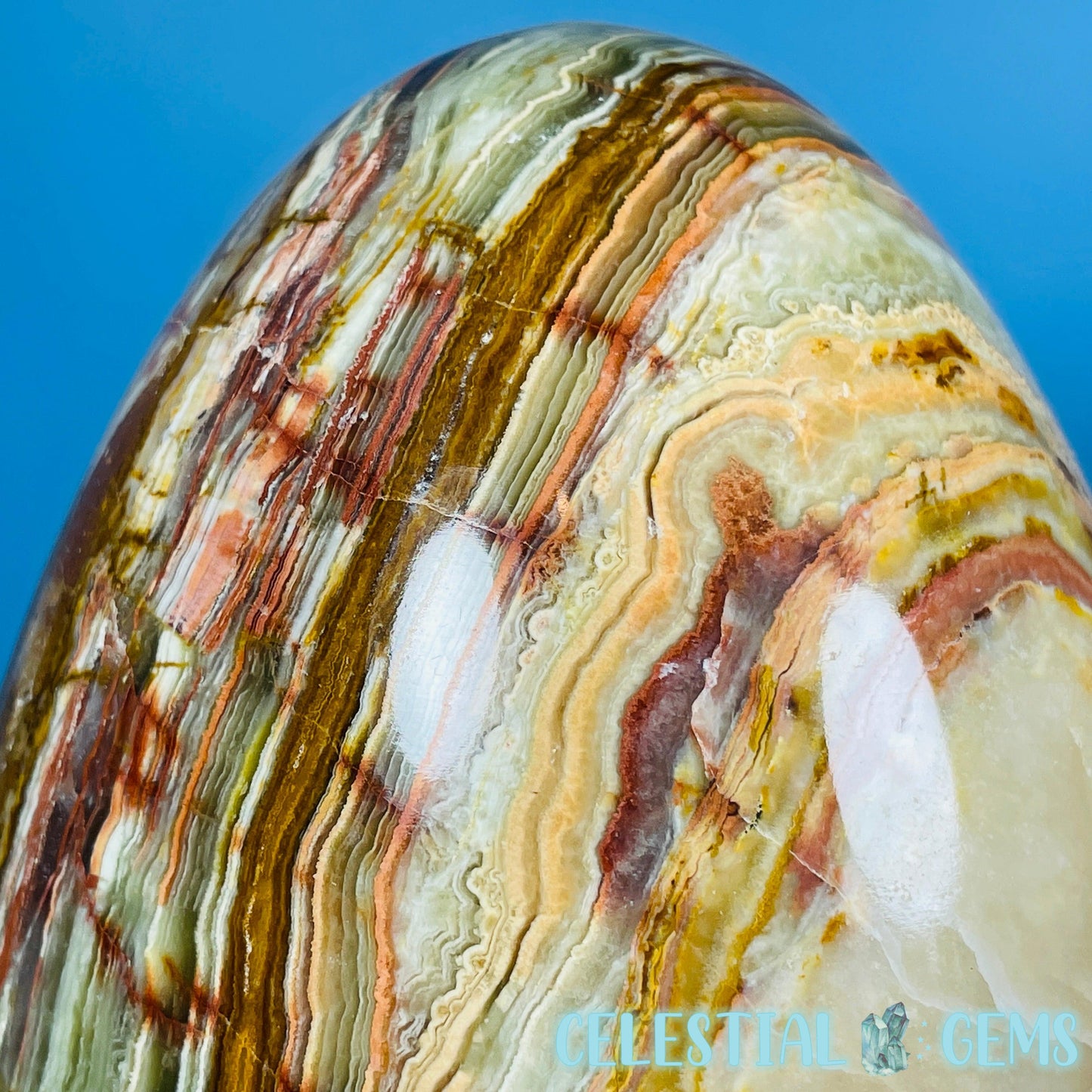 Banded Onyx Calcite Self-Standing Egg - XL Extra Large