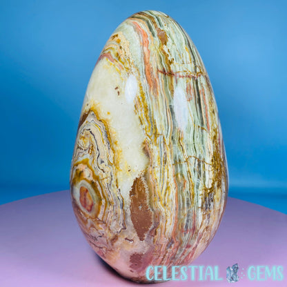 Banded Onyx Calcite Self-Standing Egg - XL Extra Large