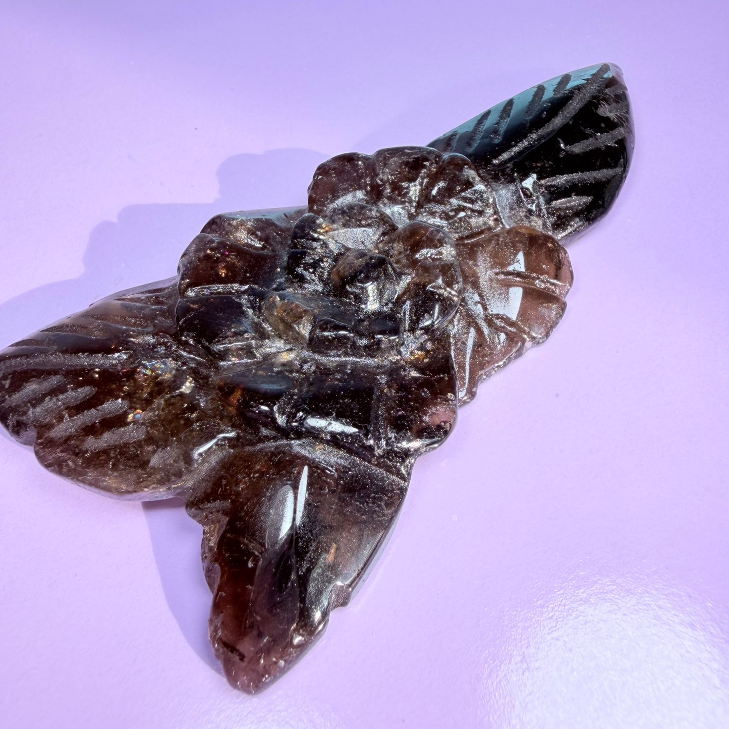 Smoky Quartz Agate Flower Carving