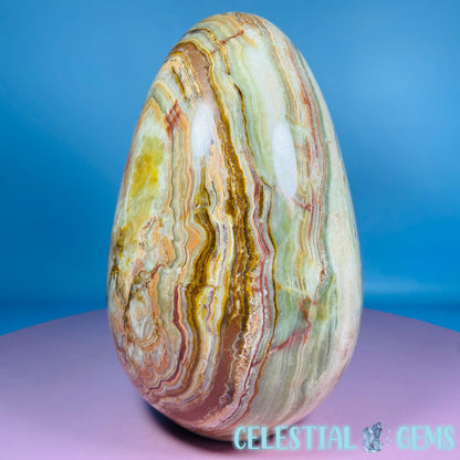 Banded Onyx Calcite Self-Standing Egg - XL Extra Large