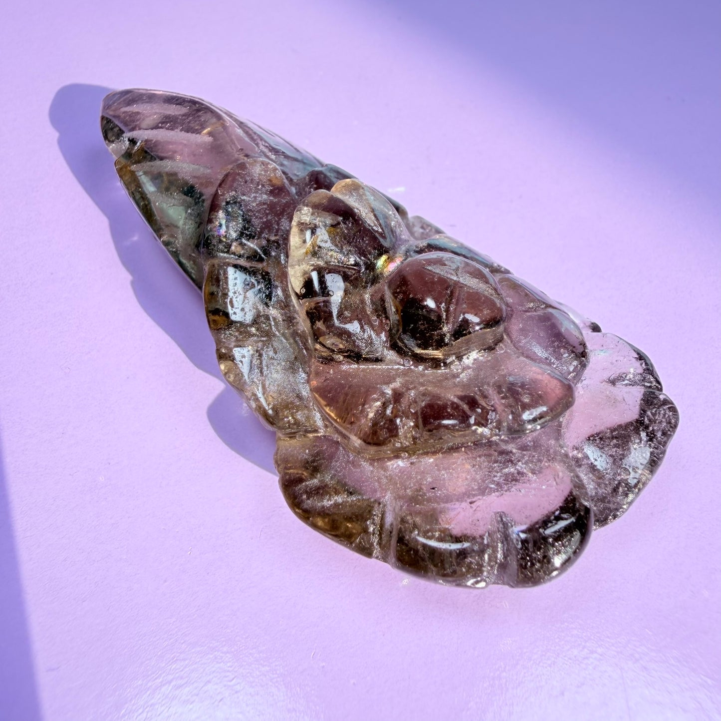 Smoky Quartz Agate Flower Carving
