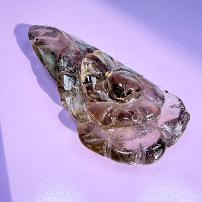 Smoky Quartz Agate Flower Carving