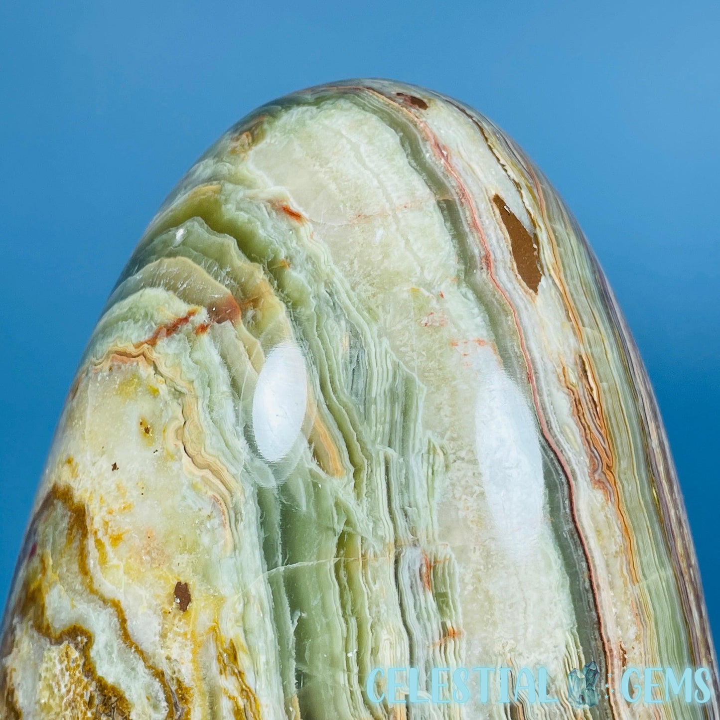 Banded Onyx Calcite Self-Standing Egg - XL Extra Large