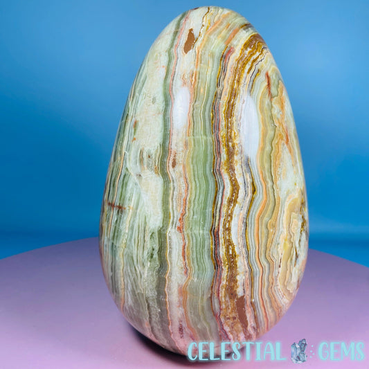 Banded Onyx Calcite Self-Standing Egg - XL Extra Large