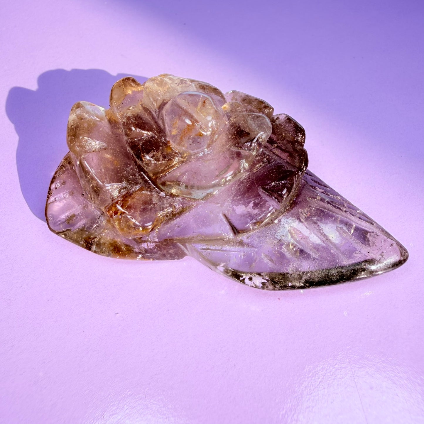 Smoky Quartz Agate Flower Carving